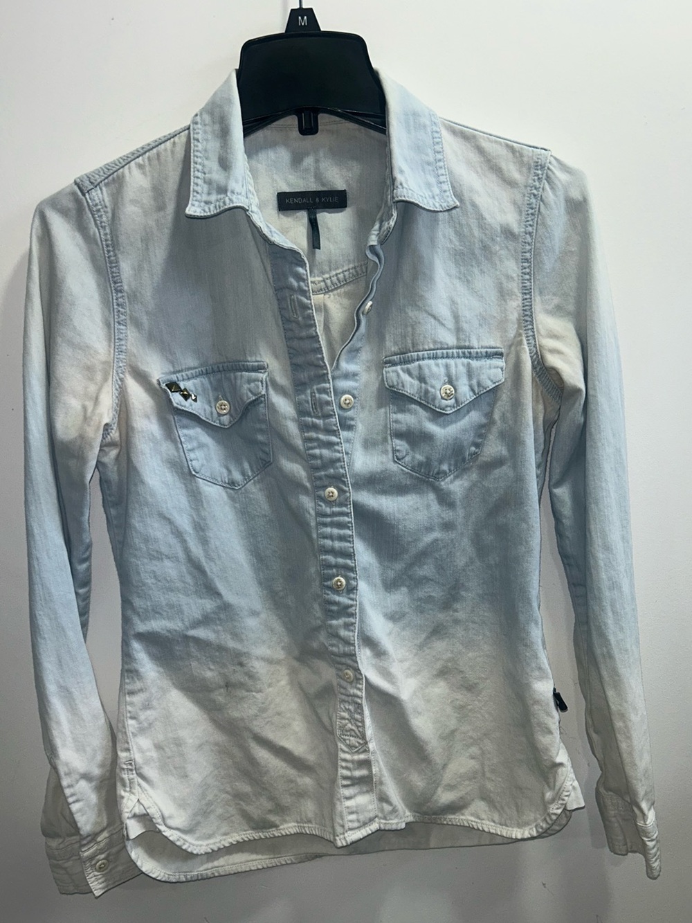 Kendall & Kylie light blue denim button up